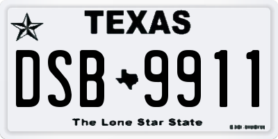 TX license plate DSB9911