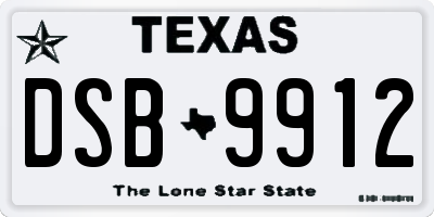 TX license plate DSB9912