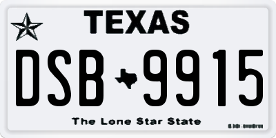 TX license plate DSB9915