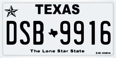TX license plate DSB9916