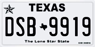 TX license plate DSB9919
