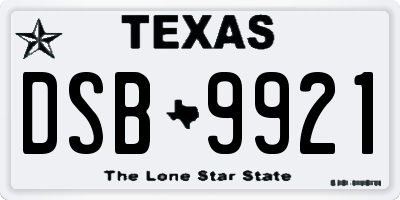 TX license plate DSB9921