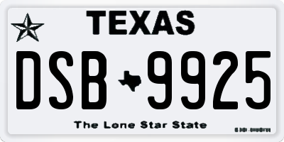 TX license plate DSB9925