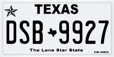 TX license plate DSB9927