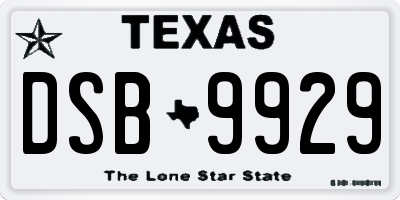 TX license plate DSB9929