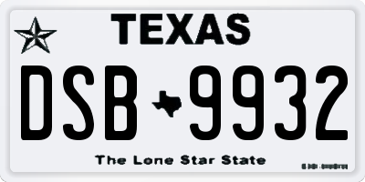 TX license plate DSB9932