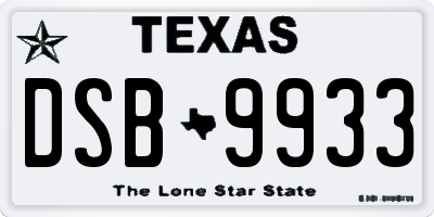 TX license plate DSB9933