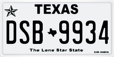TX license plate DSB9934