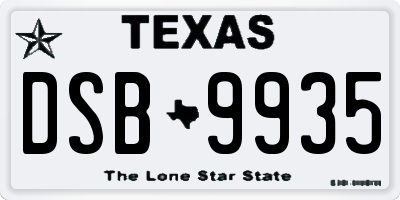 TX license plate DSB9935