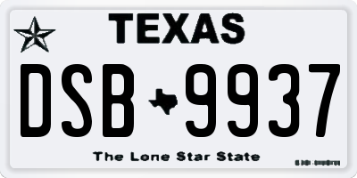 TX license plate DSB9937