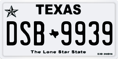 TX license plate DSB9939