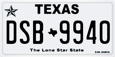 TX license plate DSB9940
