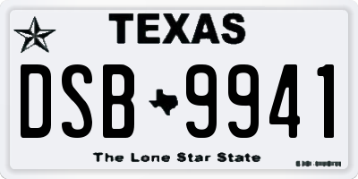 TX license plate DSB9941