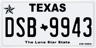 TX license plate DSB9943