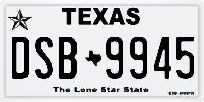 TX license plate DSB9945