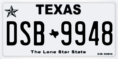 TX license plate DSB9948
