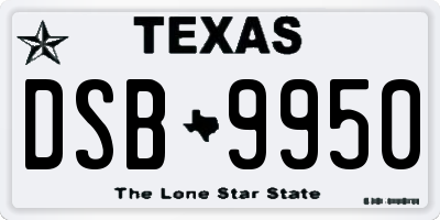 TX license plate DSB9950