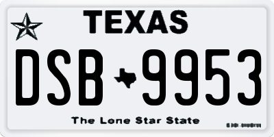 TX license plate DSB9953