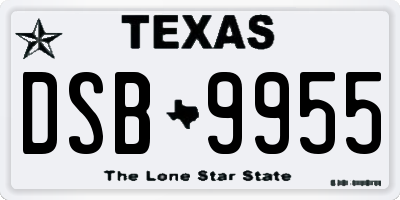 TX license plate DSB9955