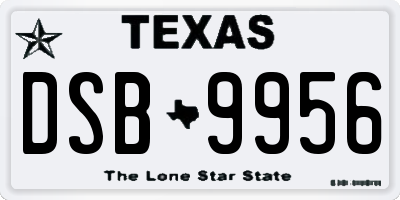 TX license plate DSB9956
