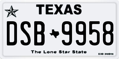TX license plate DSB9958