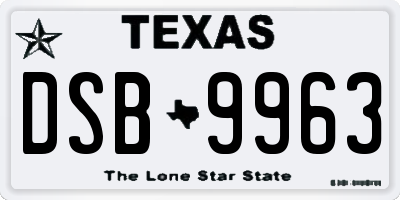 TX license plate DSB9963