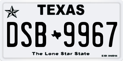 TX license plate DSB9967
