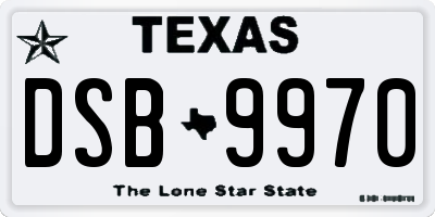 TX license plate DSB9970