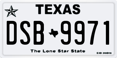 TX license plate DSB9971