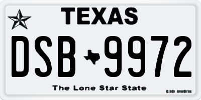 TX license plate DSB9972