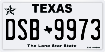 TX license plate DSB9973