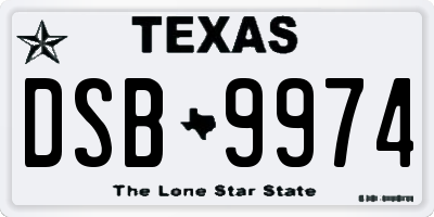 TX license plate DSB9974