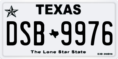 TX license plate DSB9976