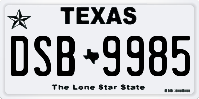 TX license plate DSB9985