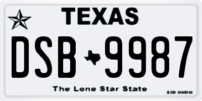 TX license plate DSB9987