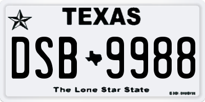 TX license plate DSB9988