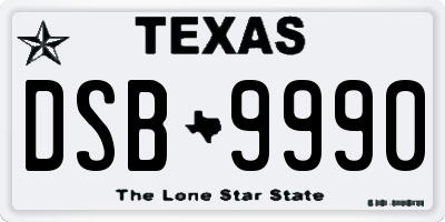 TX license plate DSB9990