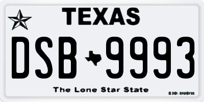 TX license plate DSB9993