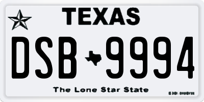 TX license plate DSB9994