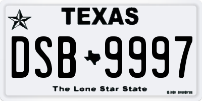 TX license plate DSB9997