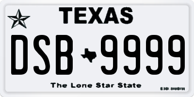 TX license plate DSB9999
