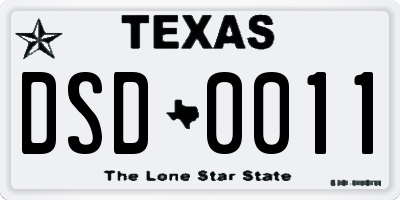 TX license plate DSD0011