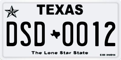TX license plate DSD0012