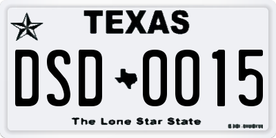 TX license plate DSD0015