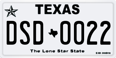 TX license plate DSD0022
