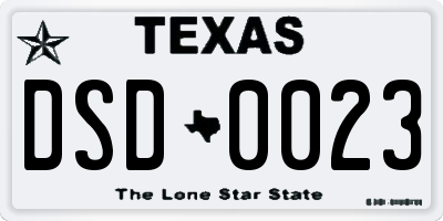 TX license plate DSD0023