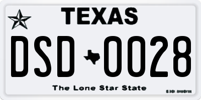 TX license plate DSD0028