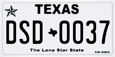 TX license plate DSD0037