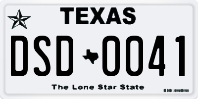 TX license plate DSD0041