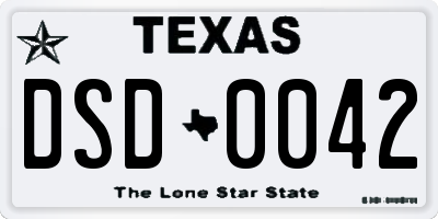 TX license plate DSD0042